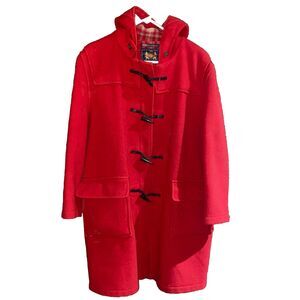 Gloverall Men’s Duffle Coat Toggle Virgin Wool Boiled Wool 42 Red Inside Plaid